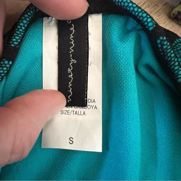 Vintage Teal Lace Overlay Triangle Bikini Swim Set Y2K Boho Festival Beach Sz S - Picture 7 of 8